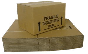 Boxes marked 'fragile, handle with care'